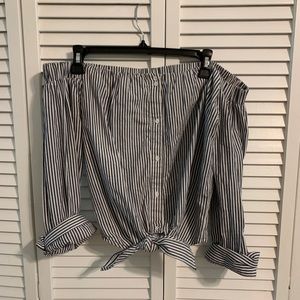 NastyGal Striped Off The Shoulder Top